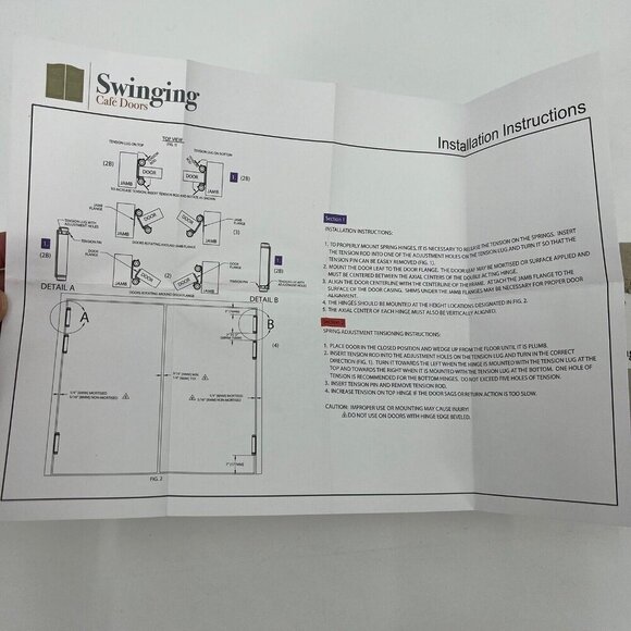 NEW Swinging Cafe Doors 6" Double Action Spring Hinge Polished Brass 1 Unit - Picture 4 of 4